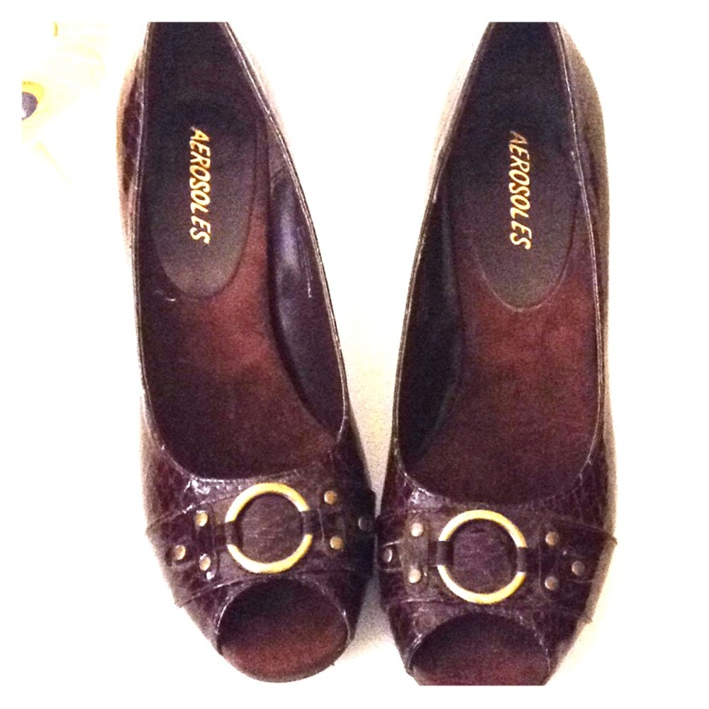 AEROSOLES HEELS Brown Croc Women's Shoes -Size 8M